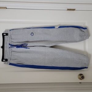 Ader Error Size "Free" Logo Sweatpants, Gray with Blue Stripe. Gently Used Cond.